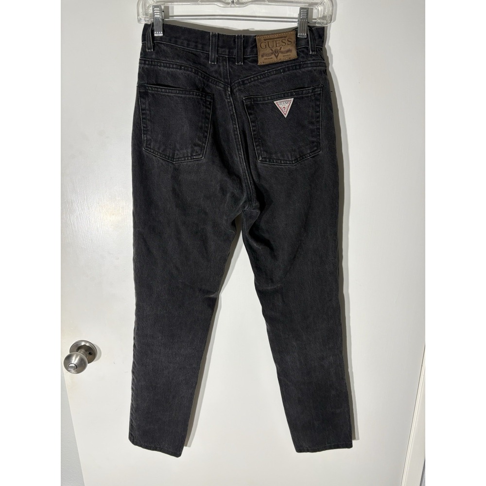Vintage 90s Guess Jeans Womens 29 High Waisted Tapered Leg Black Wash Mom USA